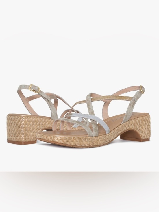 Donald J. Pliner Shoes - Donald J. Pliner Metallic Multi-Strip Wedge Sandals - Gold, Silver, Champagne